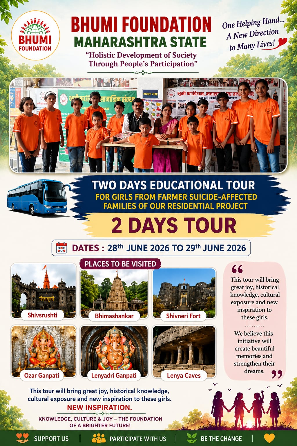 Two Days Educational Tour for Girls from Farmer Suicide-Affected Families